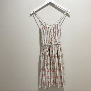 LAUREN MOFFATT Women’s Ivory Black Red Geometric Print Sundress Cotton Size 0